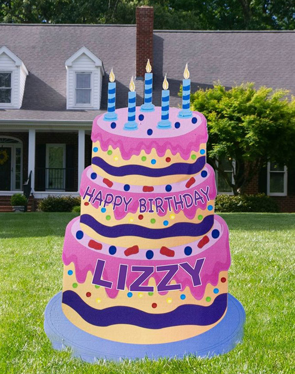 happy birthday cake yard signage